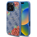 Husa pentru iPhone 16 Pro - Guess Hardcase 4G Flower Print MagSafe (GUHMP16LP4ROPEMCB) - Blue