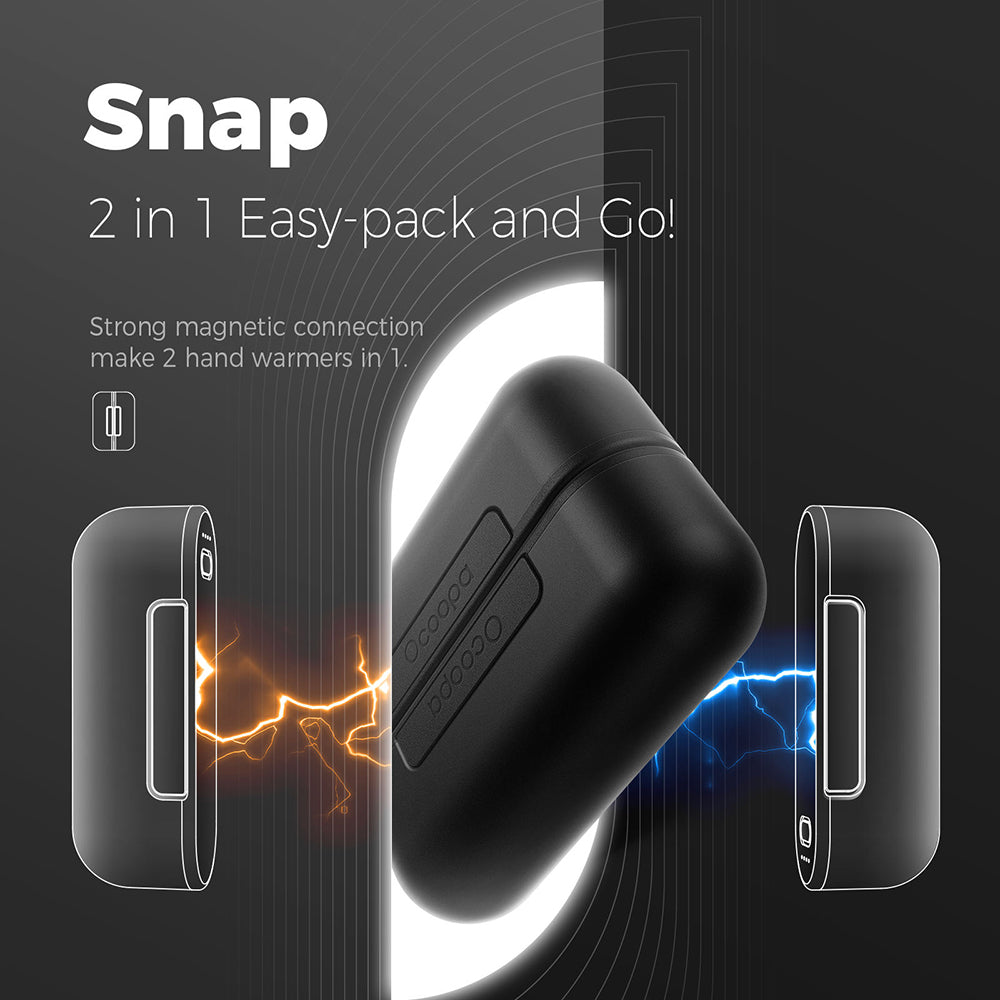 Ocoopa - Hand Warmer UT2s (UT2S-BK) - USB-C, with Power Bank, Electric, Magnetic Design, MagTwins, 2x 5000mAh - Black
