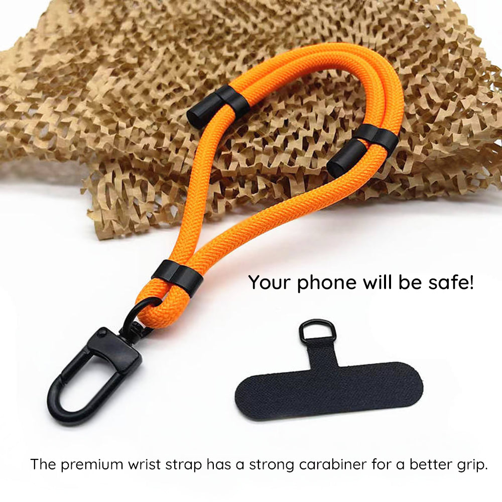 Techsuit - Rope Wrist Strap (RWS1-21-23) - for Phones, Carabiner, Nylon Braided, Durable, Adjustable, Universal - Ash Gr