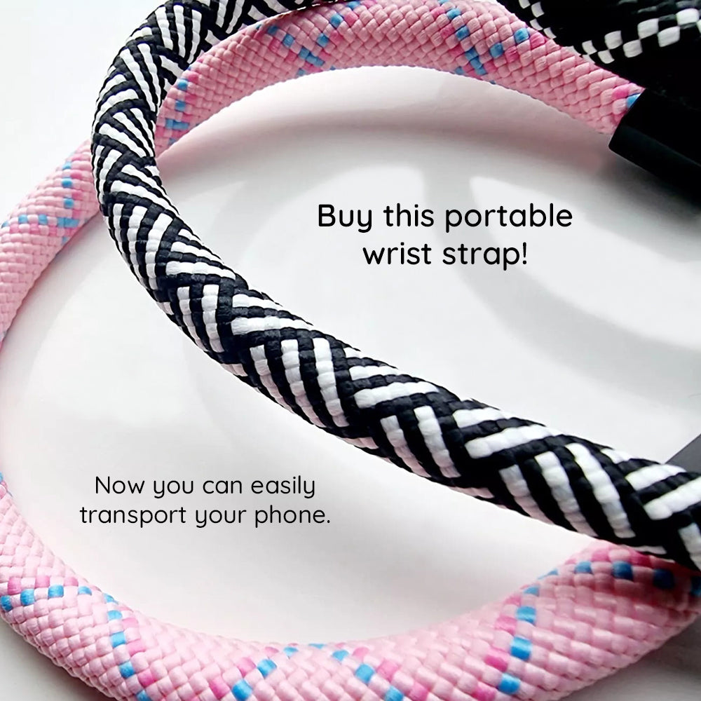 Techsuit - Rope Wrist Strap (RWS2-06) - for Phones, with Keychain Cord, Nylon Braided, Durable, Universal - Olive Leaf
