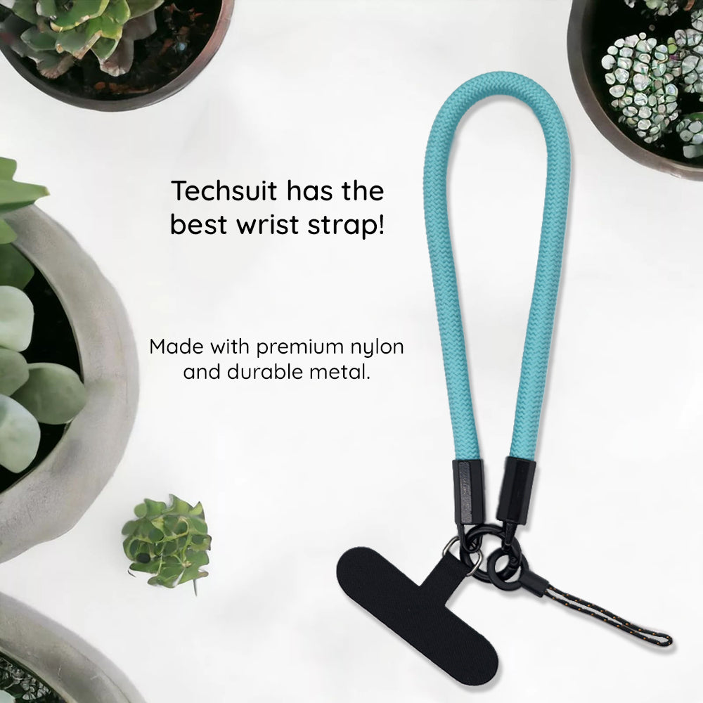 Techsuit - Rope Wrist Strap (RWS2-01) - for Phones, with Keychain Cord, Nylon Braided, Durable, Universal - Blazing Flam