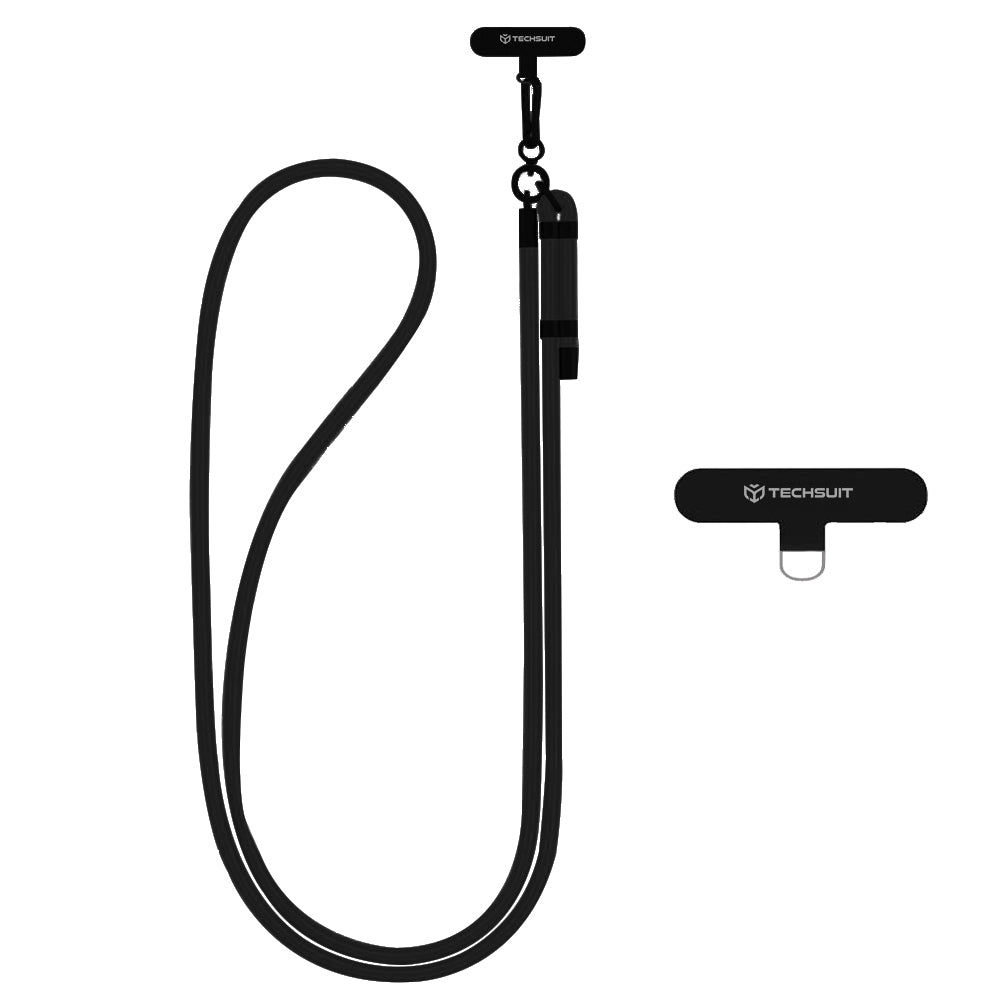 Techsuit - Rope Crossbody Strap (RCS1-03) - for Phones, Carabiner, Nylon Braided, Durable, Adjustable - Onyx Shadow