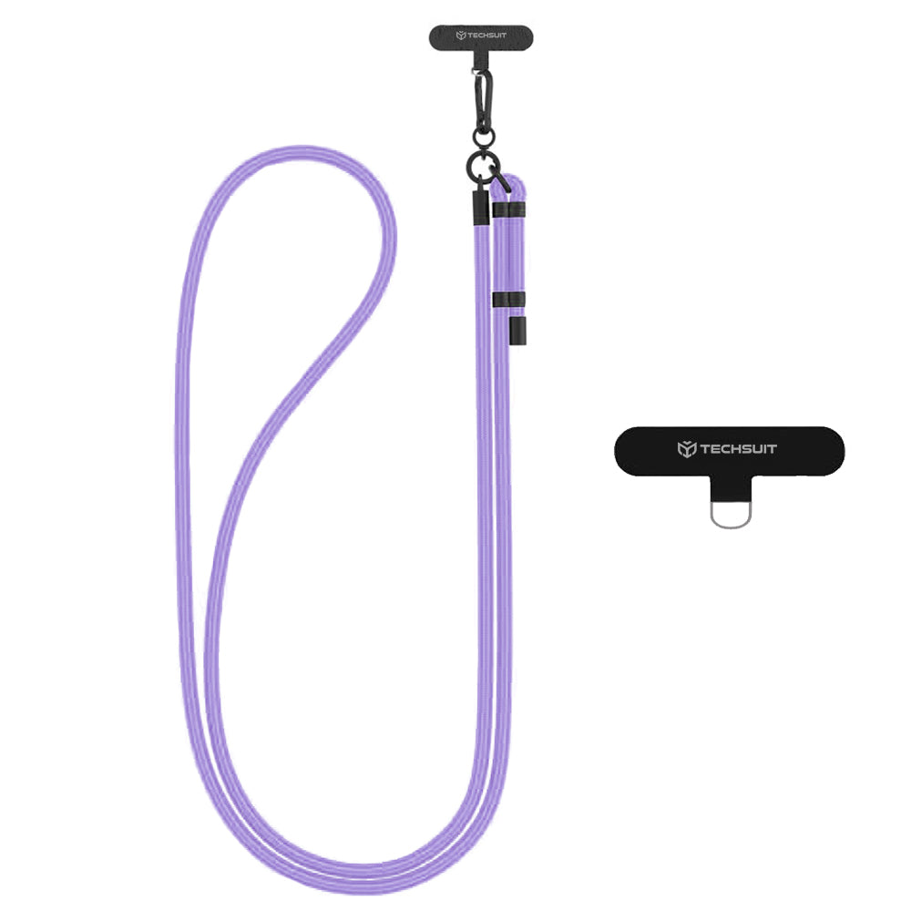 Techsuit - Rope Crossbody Strap (RCS1-21) - for Phones, Carabiner, Nylon Braided, Durable, Adjustable - Lux Amethyst