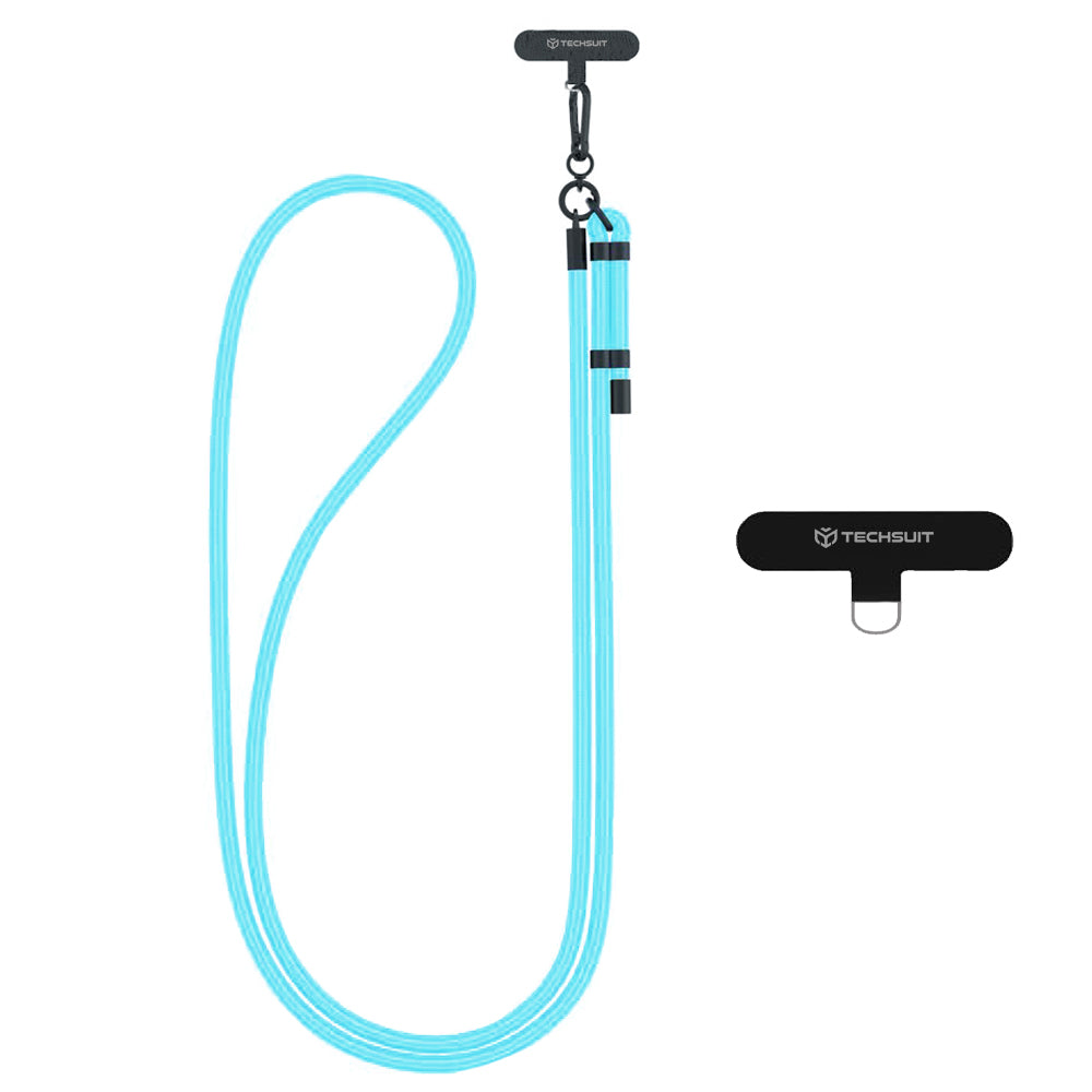 Techsuit - Rope Crossbody Strap (RCS1-77) - for Phones, Carabiner, Nylon Braided, Durable, Adjustable - Arctic Blue