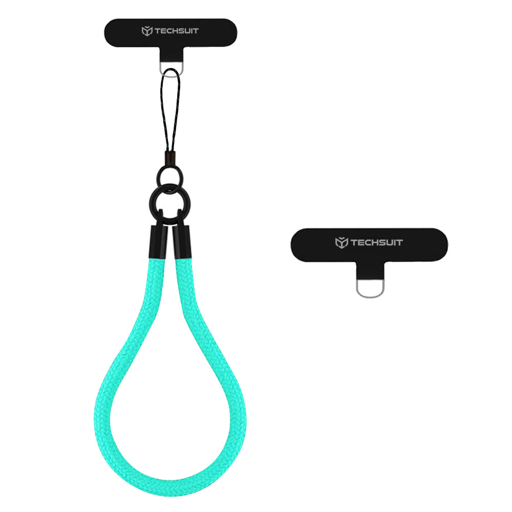 Techsuit - Rope Wrist Strap (RWS2-70) - for Phones, with Keychain Cord, Nylon Braided, Durable, Universal - Caribbean Se