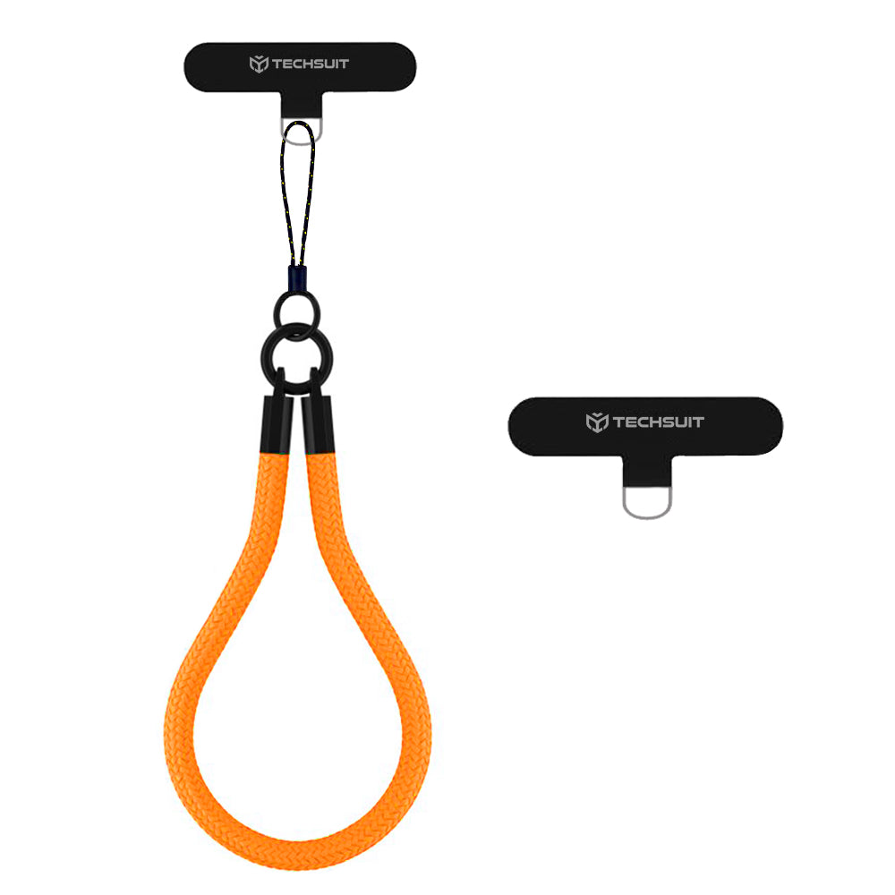 Techsuit - Rope Wrist Strap (RWS2-01) - for Phones, with Keychain Cord, Nylon Braided, Durable, Universal - Blazing Flam