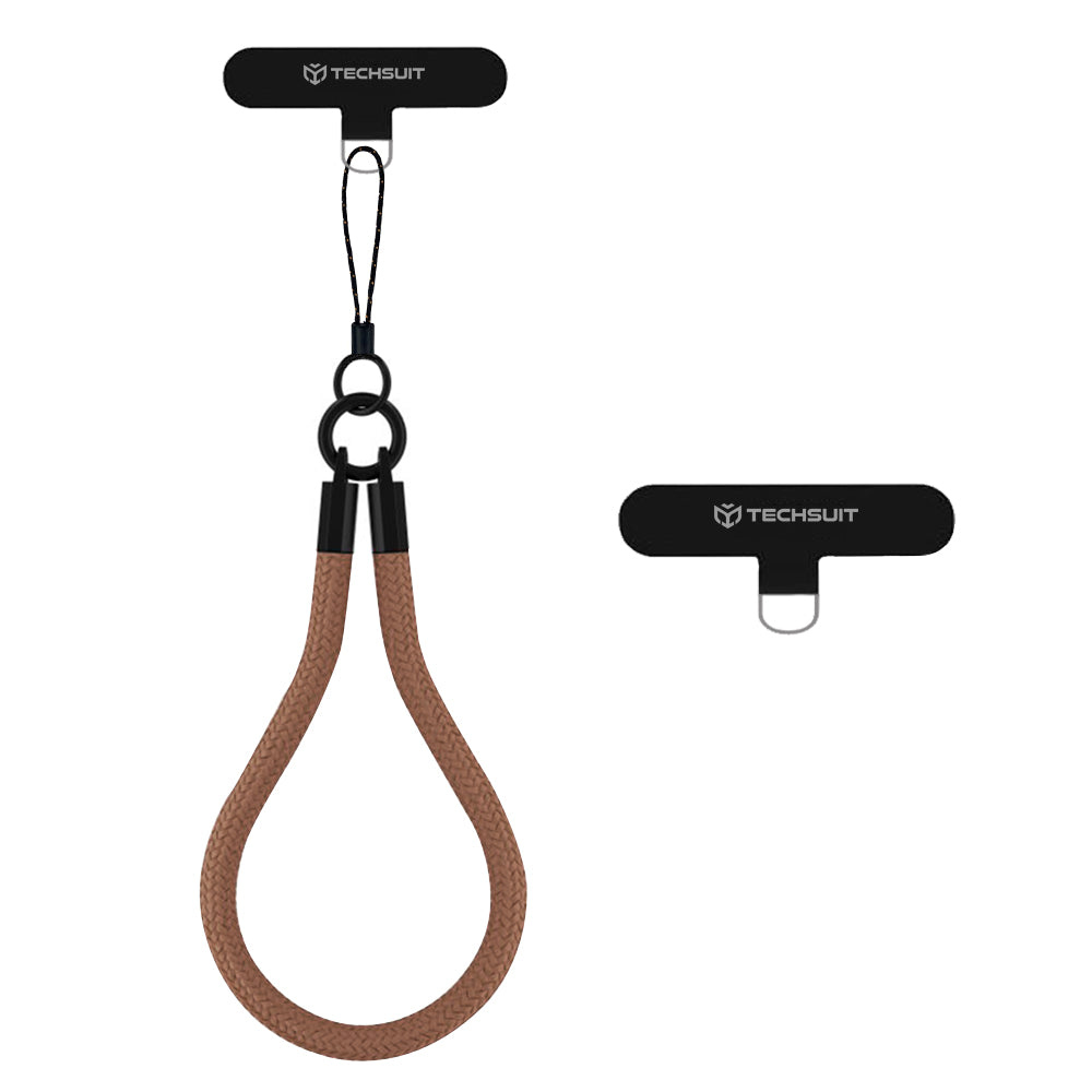 Techsuit - Rope Wrist Strap (RWS2-72) - for Phones, with Keychain Cord, Nylon Braided, Durable, Universal - Cocoa Truffl