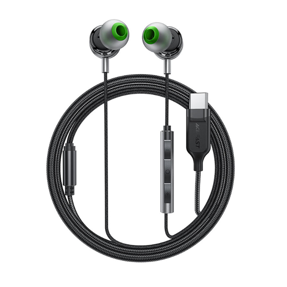 Acefast - Wired earphones (L5) - Type-C, In-ear, with Microphone, 1.2m - Black