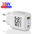 Techsuit - Premium Wall Charger (CHPD174) - GaN, USB QC3.0, Type-C PD35W - White