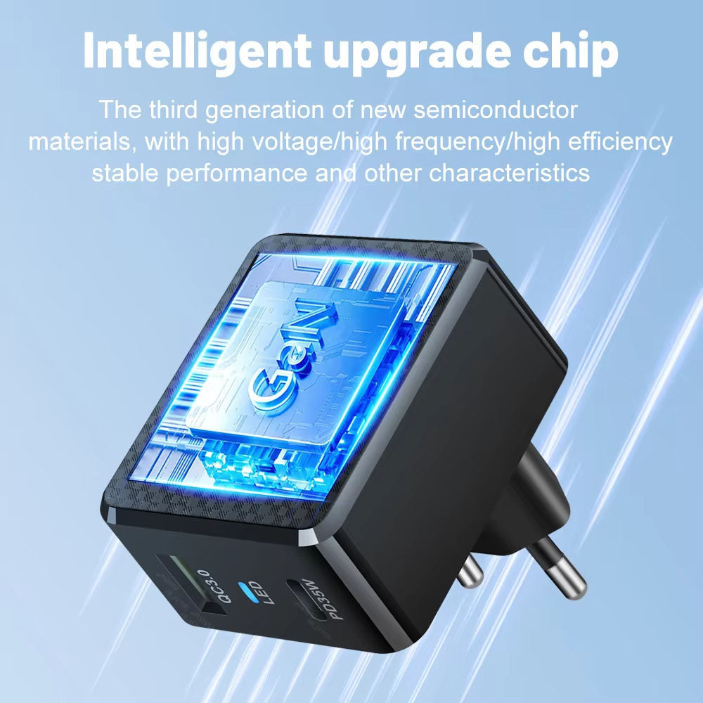 Techsuit - Premium Wall Charger Tiny Series (CHPD173) - GaN, USB, Type-C, Fast Charge, PD35W - Black