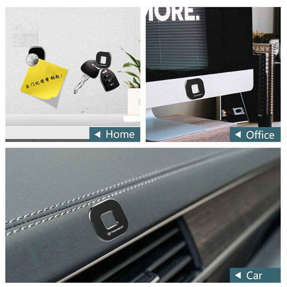 Techsuit - Phone Holder Tiny Series (HOLD210) - Dashboard Magnetic Grip, Multipurpose Use, Quadrilateral, 2 Metal Plates