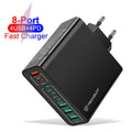 Techsuit - Wall Charger (CHPD224) - 4 x USB, 4 X Type-C, Fast Charging, 65W - Black