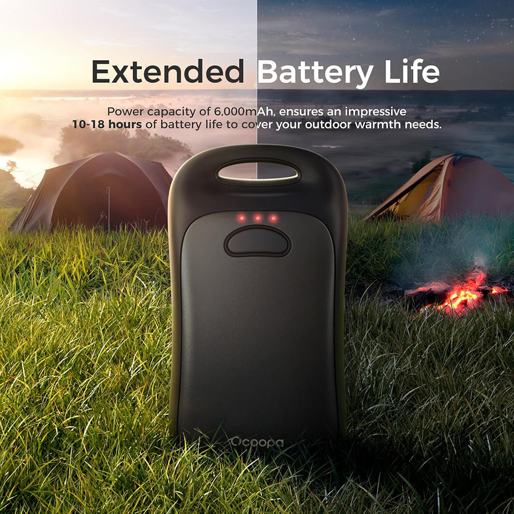 Ocoopa - Hand Warmer UT4 Urban (UT3061-BK) - USB-C, IP45, Adjustable Heat, Magnetic, with Strap, 2x 3000mAh - Black