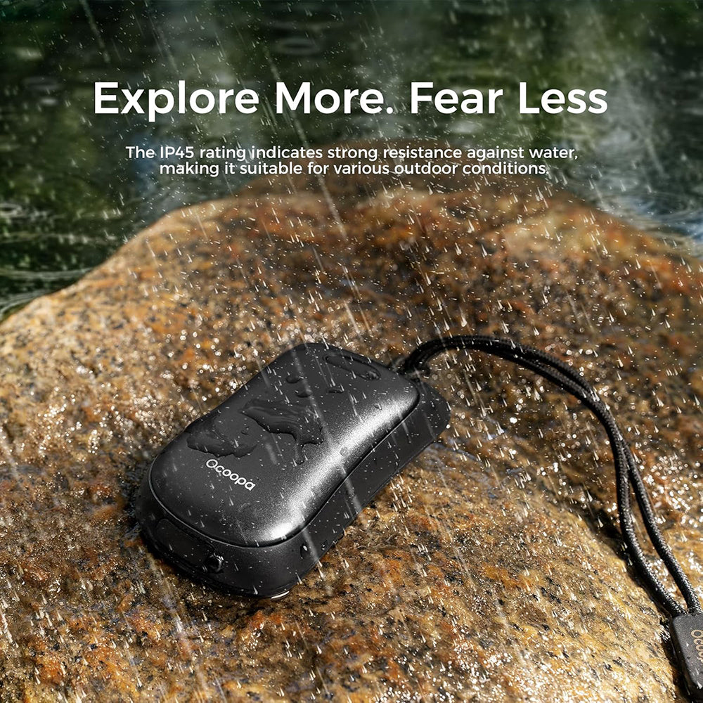 Ocoopa - Hand Warmer UT4 Urban (UT3061-BK) - USB-C, IP45, Adjustable Heat, Magnetic, with Strap, 2x 3000mAh - Black
