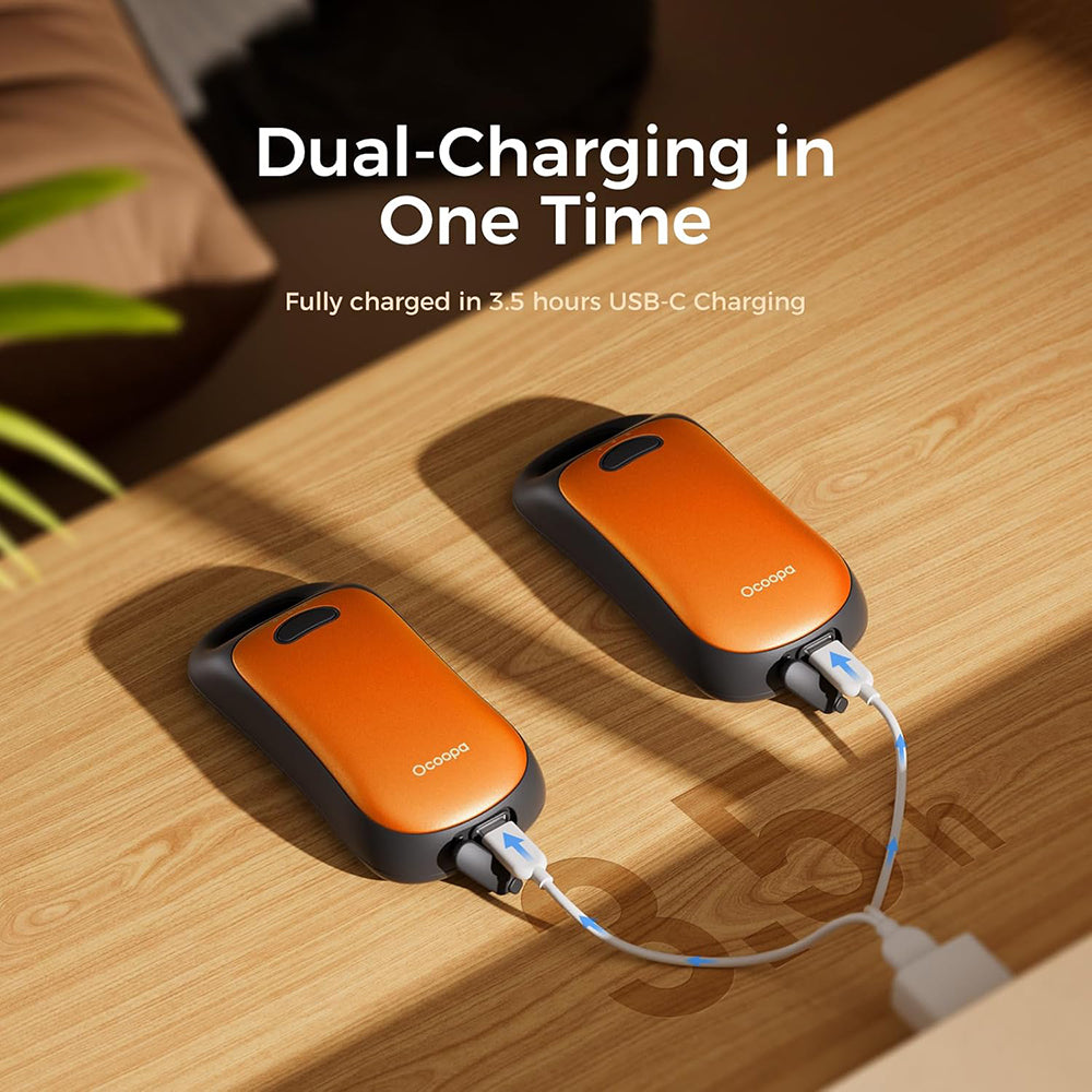 Ocoopa - Hand Warmer UT4 Urban (UT3061- OG) - USB-C, IP45, Adjustable Heat, Magnetic, with Strap, 2x 3000mAh - Orange