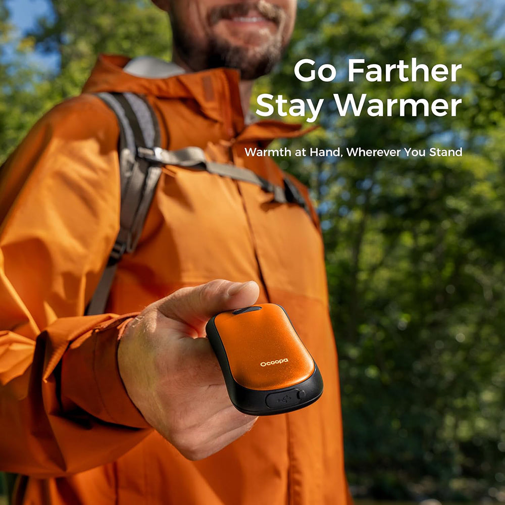 Ocoopa - Hand Warmer UT4 Urban (UT3061- OG) - USB-C, IP45, Adjustable Heat, Magnetic, with Strap, 2x 3000mAh - Orange
