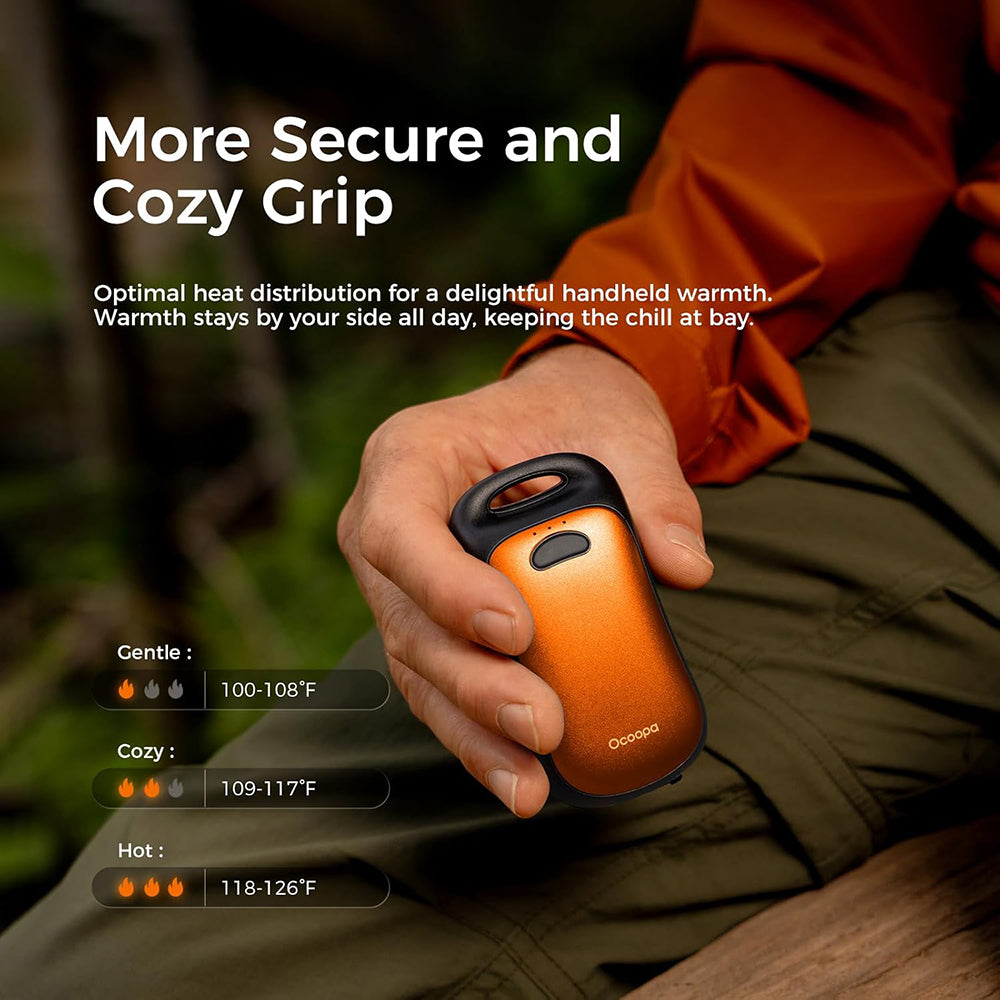 Ocoopa - Hand Warmer UT4 Urban (UT3061- OG) - USB-C, IP45, Adjustable Heat, Magnetic, with Strap, 2x 3000mAh - Orange