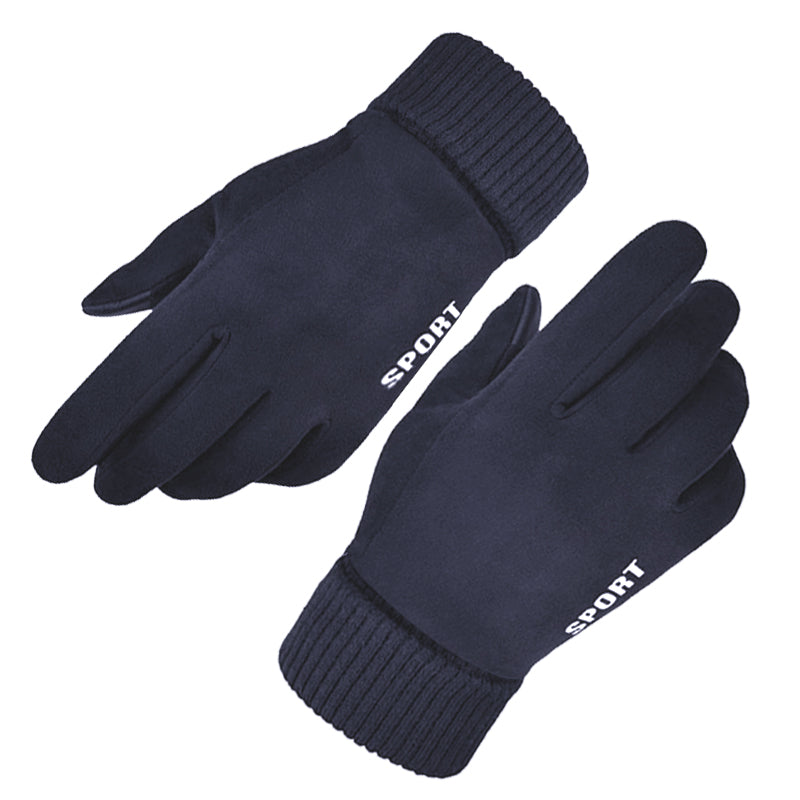Techsuit - Touchscreen Gloves Suede (ST0009) - PU Leather, Plush Interior - Blue
