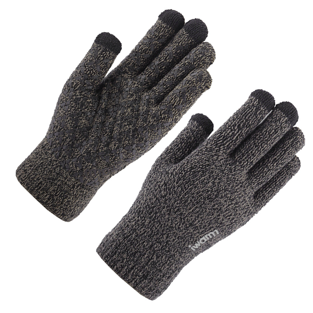 iWarm - Touchscreen Gloves (ST0005) - Double Layer and Velvet/Acrylic, Size 21cm - Gray