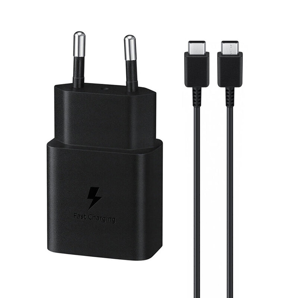 Samsung - Original Wall Charger (EP-T1510XBEGEU) - Type-C Cable Included, Type-C Fast Charging 15W, - Black (Blister Pac
