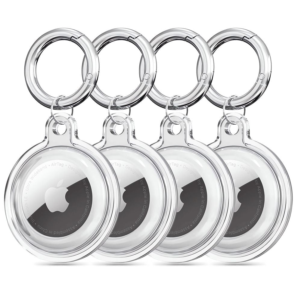 Techsuit - (4 pack) Secure Holder Silicone (CT15) - Apple AirTag Case - Clear