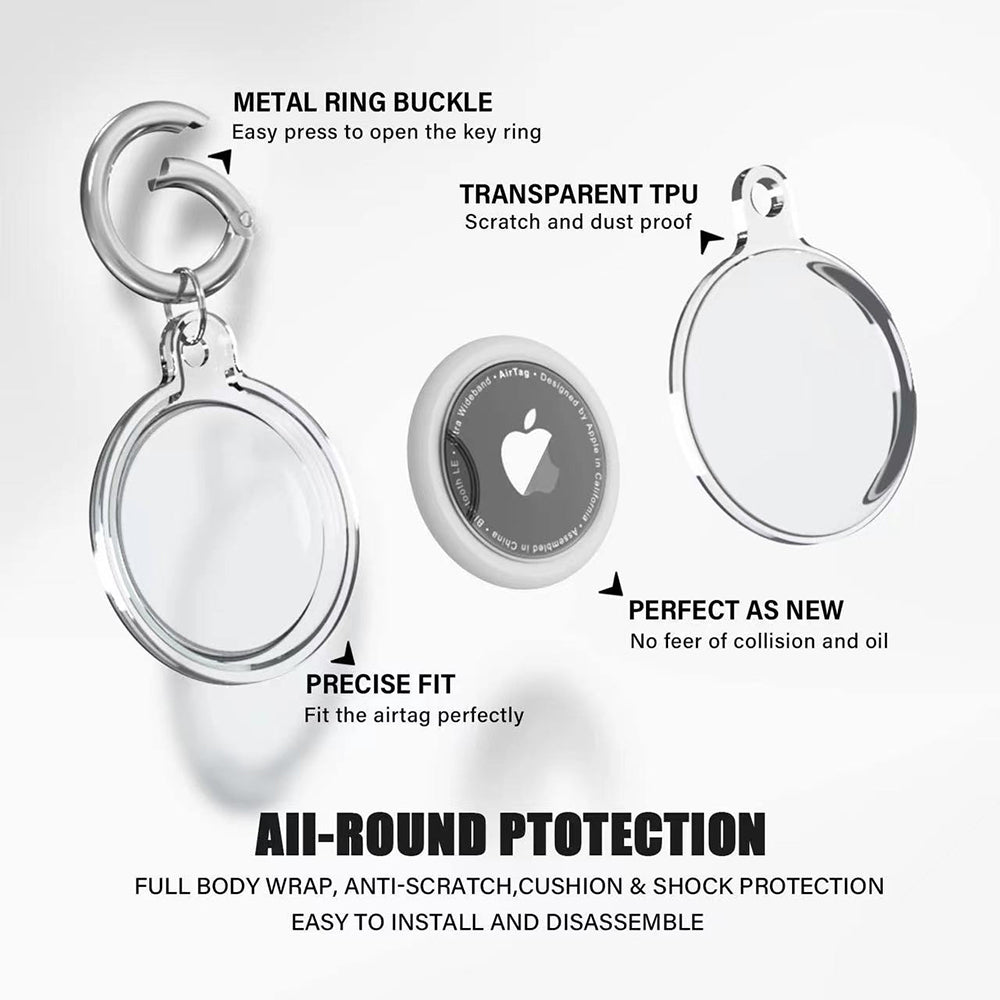 Techsuit - (4 pack) Secure Holder Silicone (CT15) - Apple AirTag Case - Clear