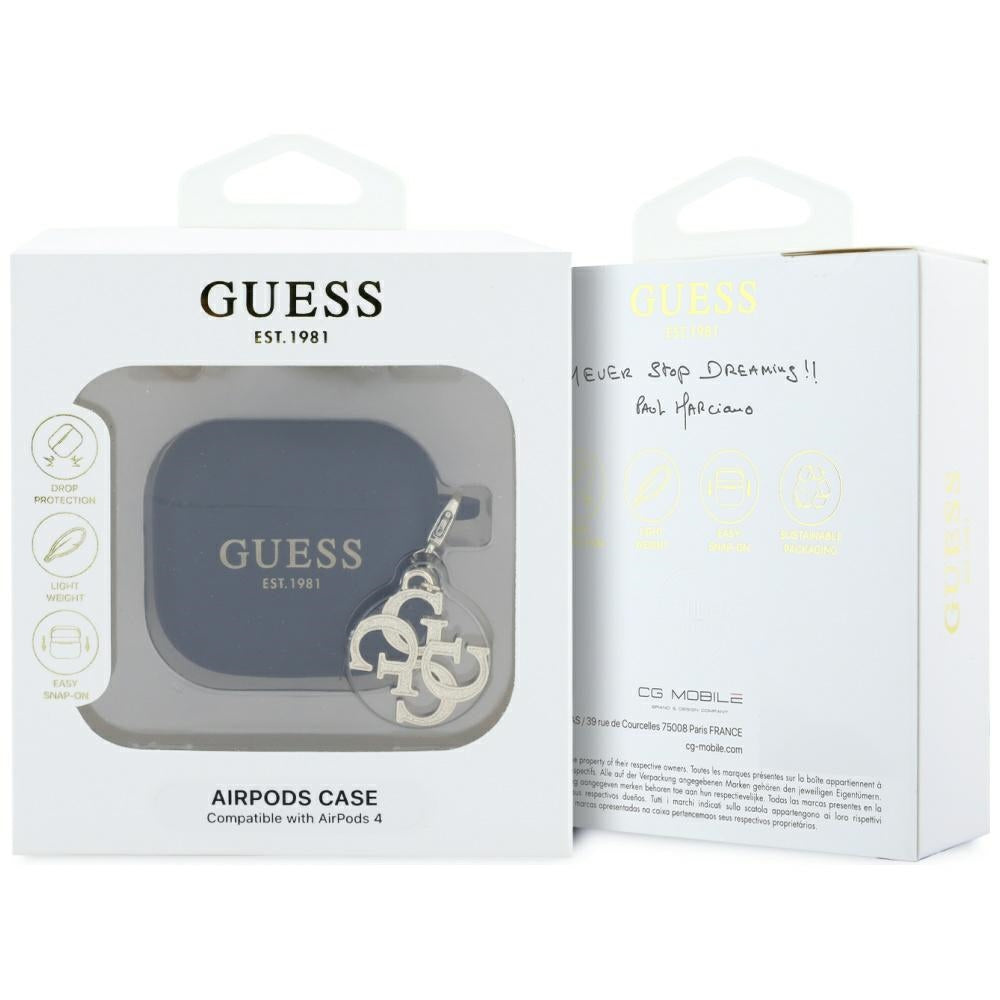 Guess - Silicone W/4G Charm (GUA4LECG4K) - Apple AirPods 4 - Black