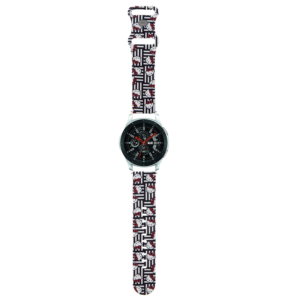 Hello Kitty - Strap Silicone Heads & Stripes (HKUWLSDIESK)-Samsung Watch (46mm)/Watch 3, Huawei Watch GT 2/GT 3 (46mm)- 