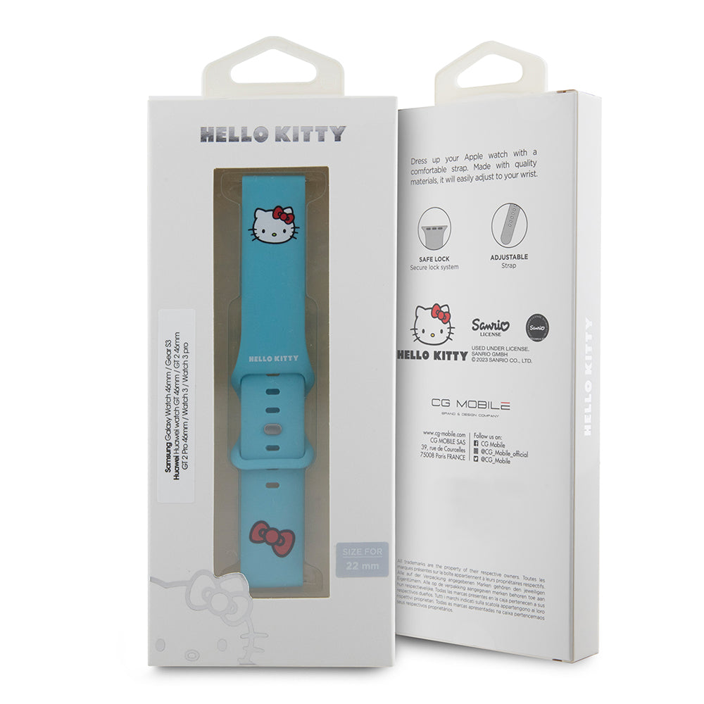 Hello Kitty - Strap Silicone Kitty Head (HKUWLSCHBLB) - Samsung Watch (46mm)/Watch 3, Huawei Watch GT 2/GT 3 (46mm) - Bl
