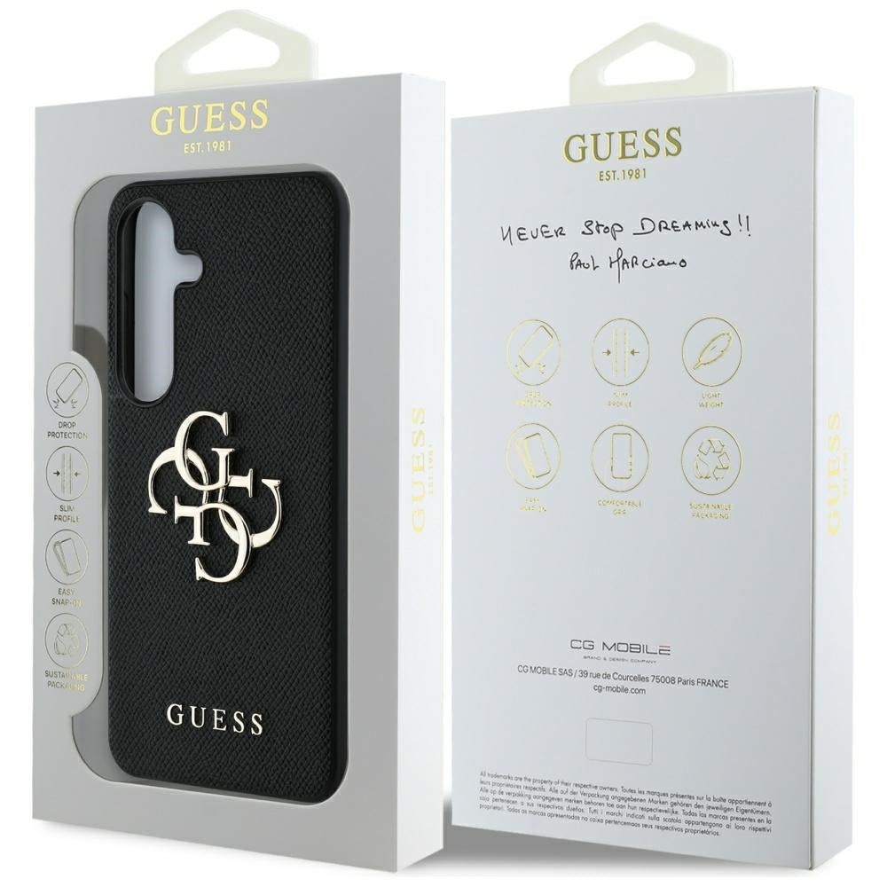 Husa pentru Samsung Galaxy S25 - Guess Hardcase 4G Grained Big and Classic Logo (GUHCS25SPGT4MBK) - Black