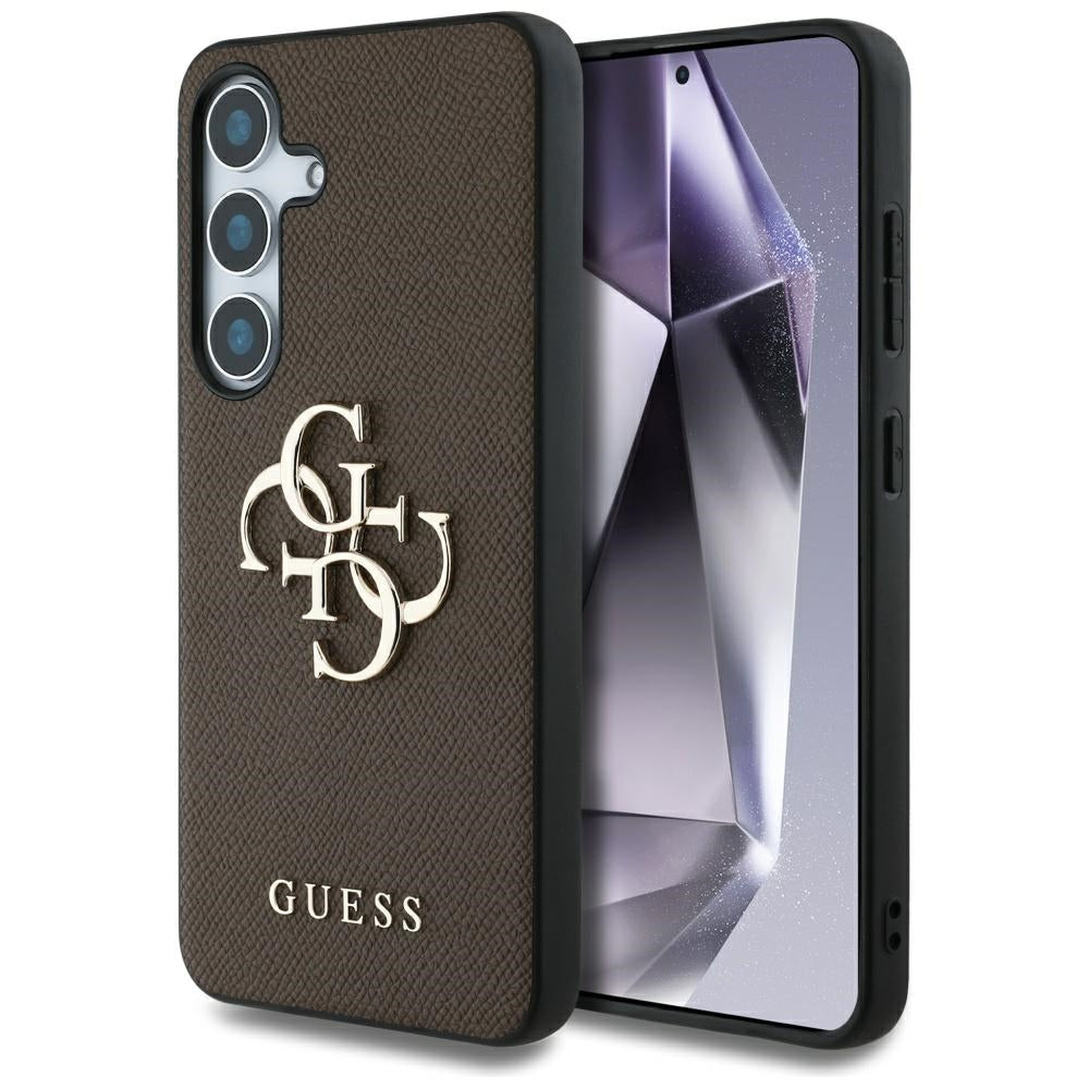 Husa pentru Samsung Galaxy S25 - Guess Hardcase 4G Grained Big and Classic Logo (GUHCS25SPGT4MBW) - Brown