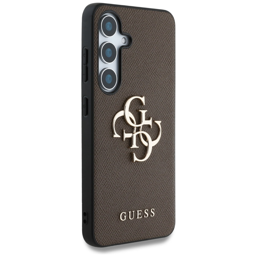 Husa pentru Samsung Galaxy S25 - Guess Hardcase 4G Grained Big and Classic Logo (GUHCS25SPGT4MBW) - Brown