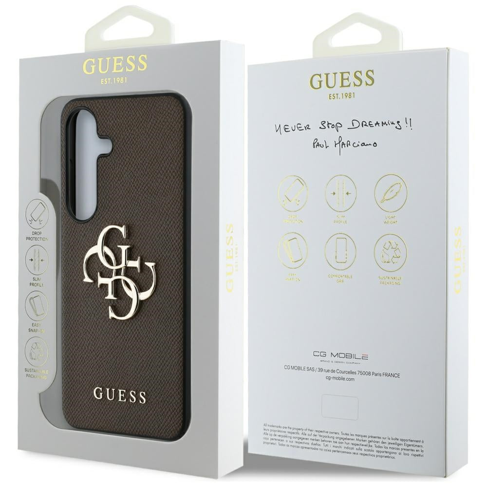 Husa pentru Samsung Galaxy S25 Plus - Guess Hardcase 4G Grained Big and Classic Logo (GUHCS25MPGT4MBW) - Brown