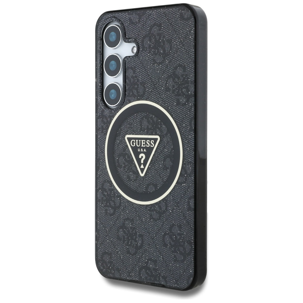Guess - IML Metal Glitter 4G Circle Triangle MagSafe (GUHMS25SHG4PRTGK) - Samsung Galaxy S25 - Black