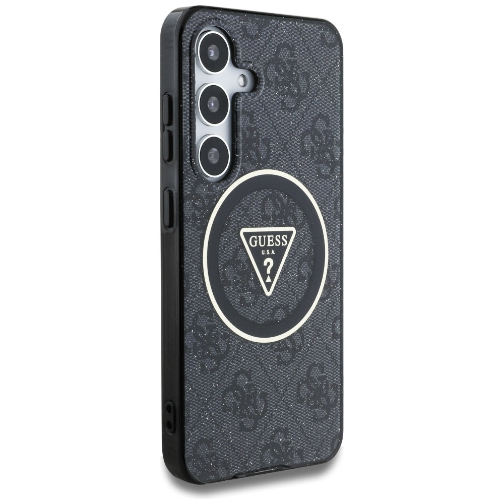 Guess - IML Metal Glitter 4G Circle Triangle MagSafe (GUHMS25SHG4PRTGK) - Samsung Galaxy S25 - Black
