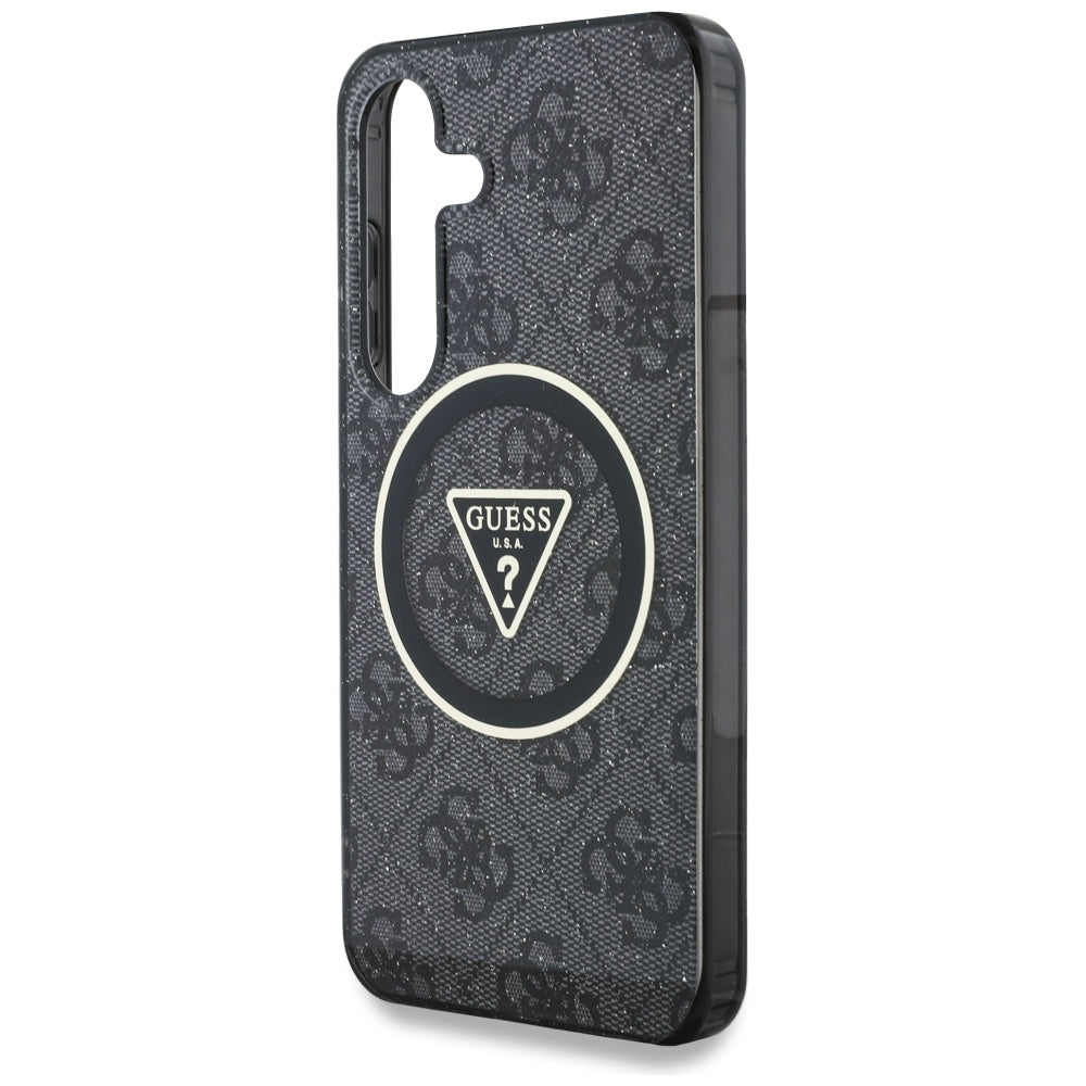 Guess - IML Metal Glitter 4G Circle Triangle MagSafe (GUHMS25SHG4PRTGK) - Samsung Galaxy S25 - Black