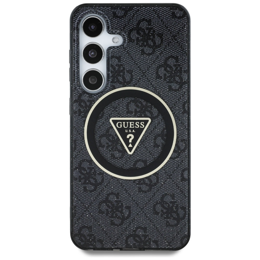 Guess - IML Metal Glitter 4G Circle Triangle MagSafe (GUHMS25SHG4PRTGK) - Samsung Galaxy S25 - Black