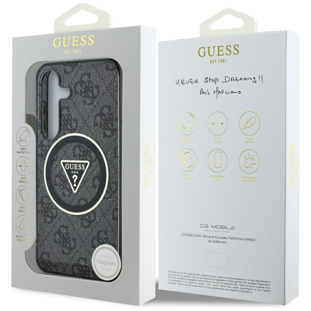 Guess - IML Metal Glitter 4G Circle Triangle MagSafe (GUHMS25SHG4PRTGK) - Samsung Galaxy S25 - Black