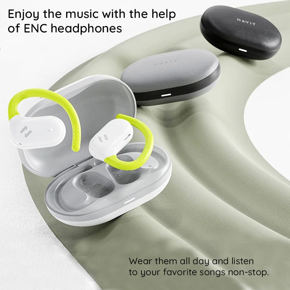 Havit - Wireless Earbuds (OWS915) - with Microphone, Bluetooth 5.4, TWS, ENC, IPX5, USB-C, 1000mAh, Havit Life App - Whi