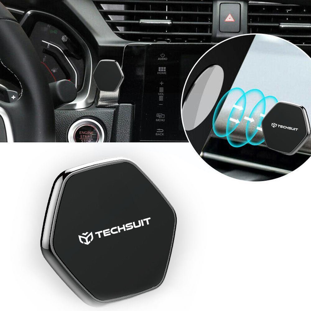 Techsuit - Phone Holder Tiny Series (HOLD210-C) - Dashboard Magnetic Grip, Multipurpose Use, Hexagonal, 2 Metal Plates -