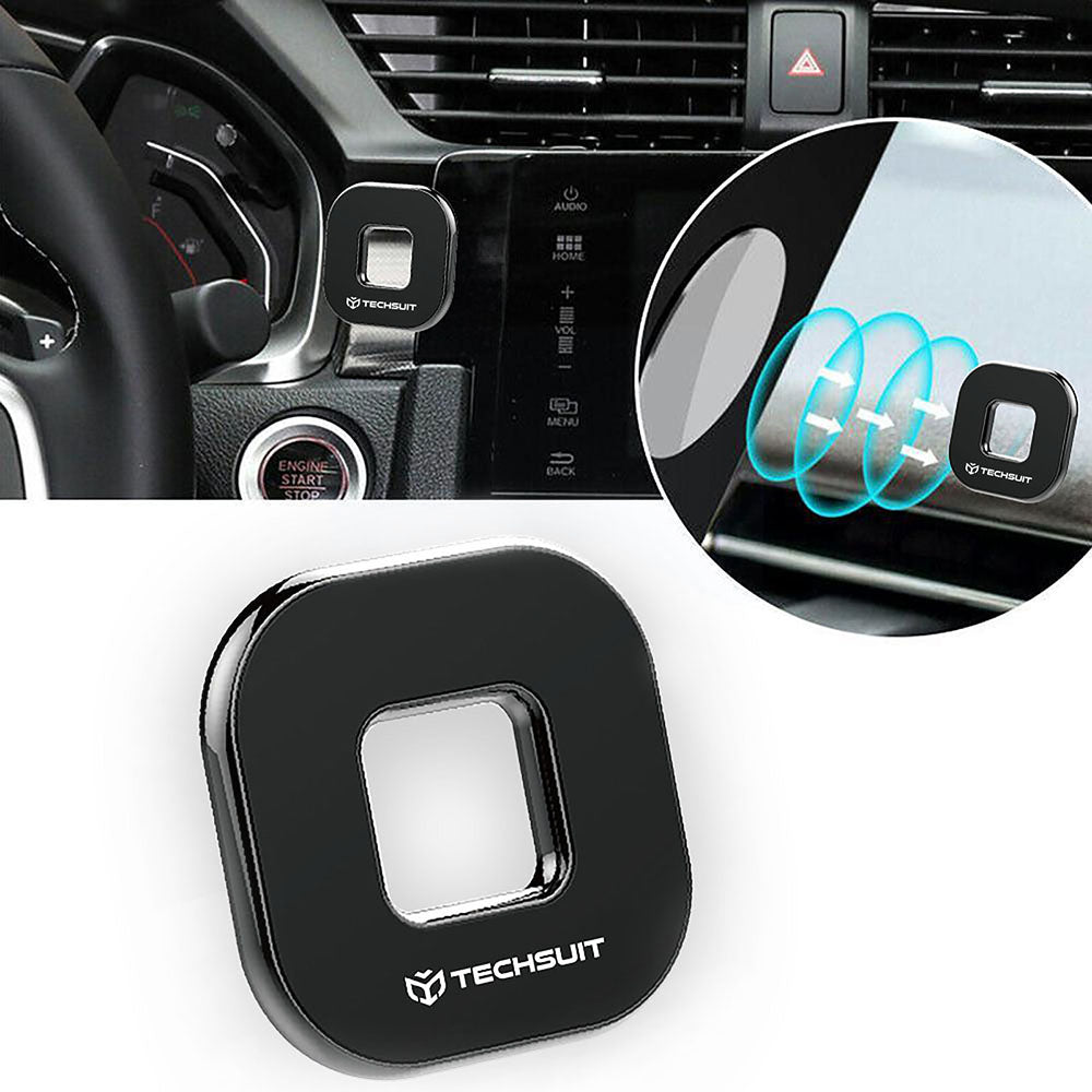 Techsuit - Phone Holder Tiny Series (HOLD210) - Dashboard Magnetic Grip, Multipurpose Use, Quadrilateral, 2 Metal Plates