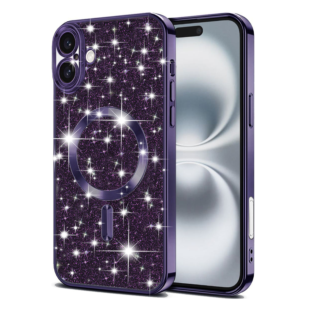 Techsuit - Luxury Glitter MagSafe - iPhone 16 - Deep Purple