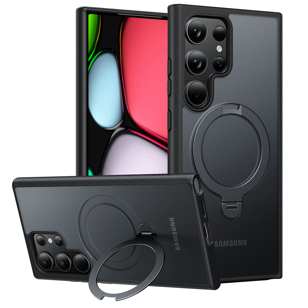 Torras Husa de protectie Torras Ostand Spin MagSafe Series compatibil cu Samsung Galaxy S24 Ultra, Negru