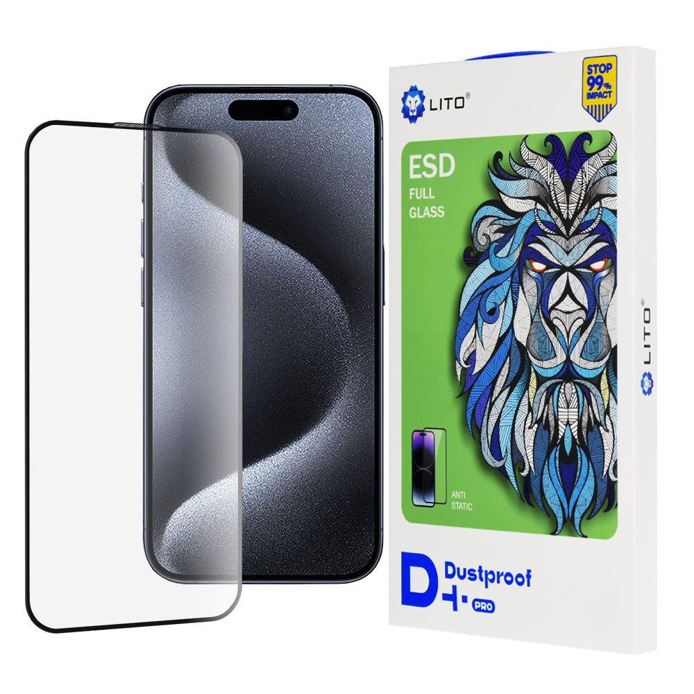 Lito Folie de protectie Lito D+ Pro Dustproof compatibil cu iPhone 15 Pro, Negru