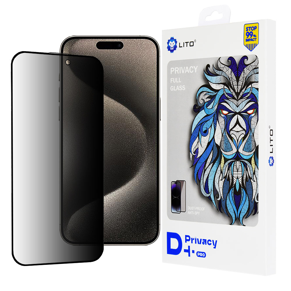 Lito Folie de protectie Lito D+ Pro Privacy compatibil cu iPhone 15 Pro Max, Negru