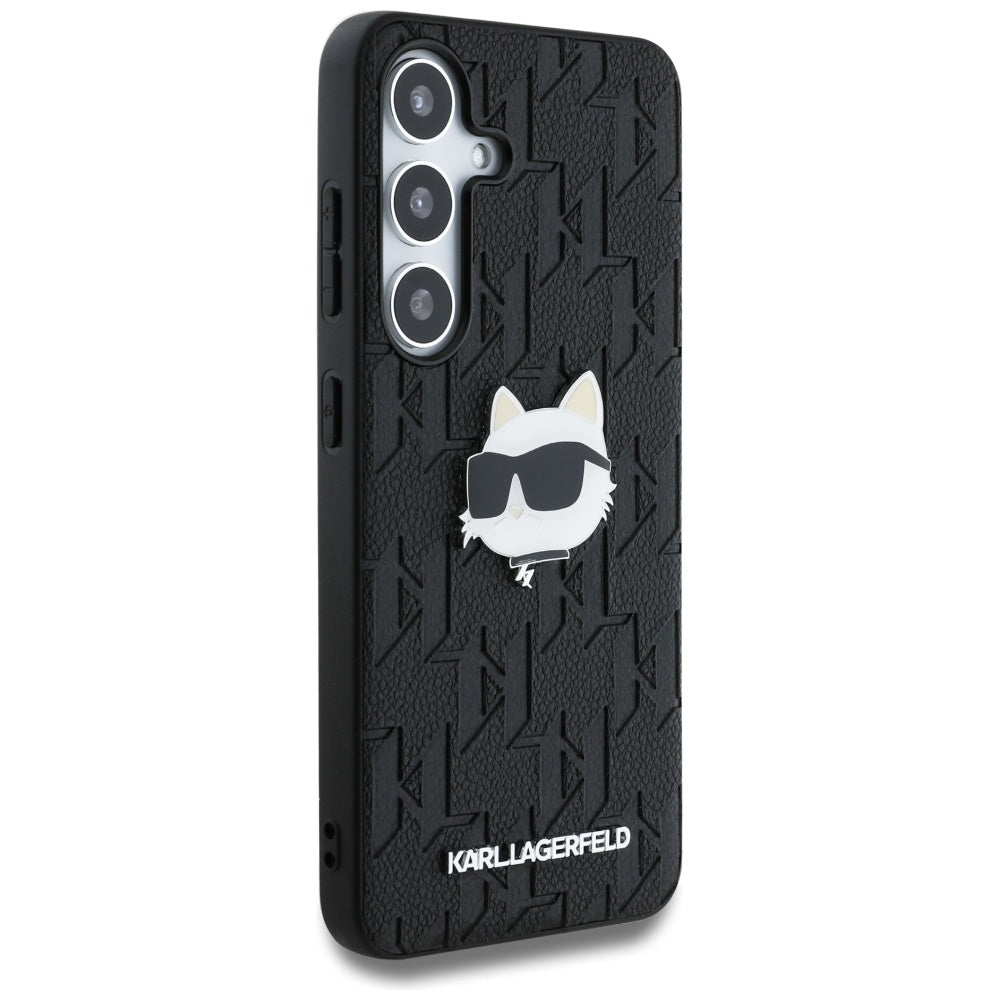 Karl Lagerfeld - Hardcase Monogram Leather (KLHCS25SPGKLCHPK) - Samsung Galaxy S25 - Choupette Head Pin