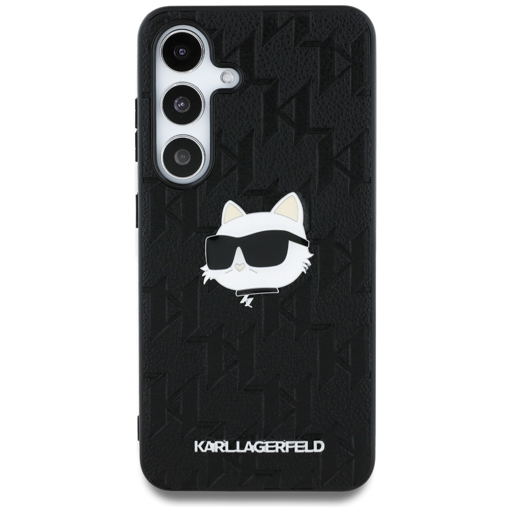 Karl Lagerfeld - Hardcase Monogram Leather (KLHCS25SPGKLCHPK) - Samsung Galaxy S25 - Choupette Head Pin
