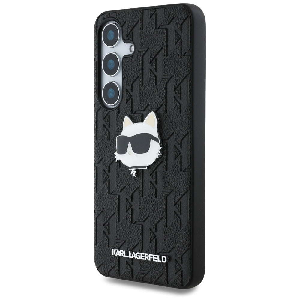 Karl Lagerfeld - Hardcase Monogram Leather (KLHCS25SPGKLCHPK) - Samsung Galaxy S25 - Choupette Head Pin