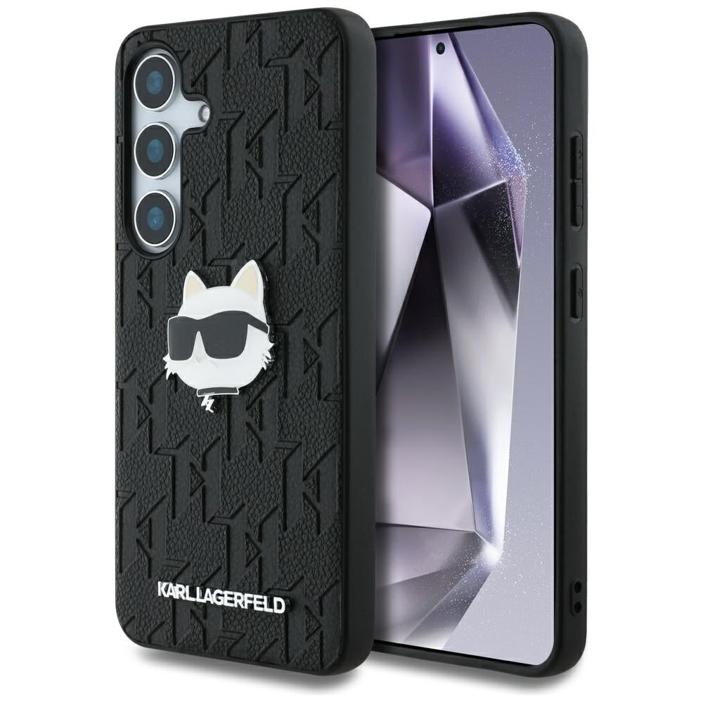 Karl Lagerfeld - Hardcase Monogram Leather (KLHCS25SPGKLCHPK) - Samsung Galaxy S25 - Choupette Head Pin