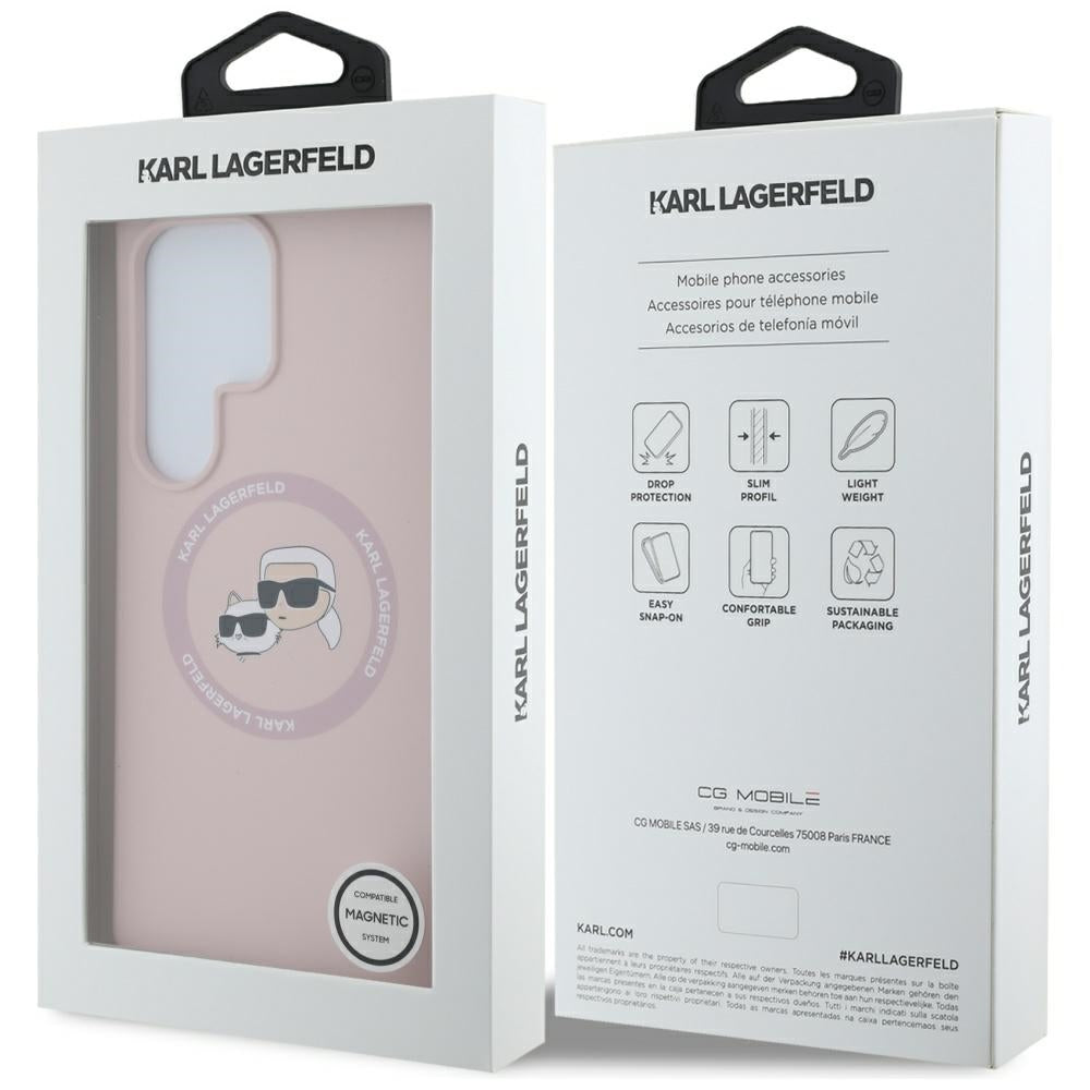 Karl Lagerfeld - Silicone Double Heads MagSafe (KLHMS25LSKCHTCP) - Samsung Galaxy S25 Ultra - Pink